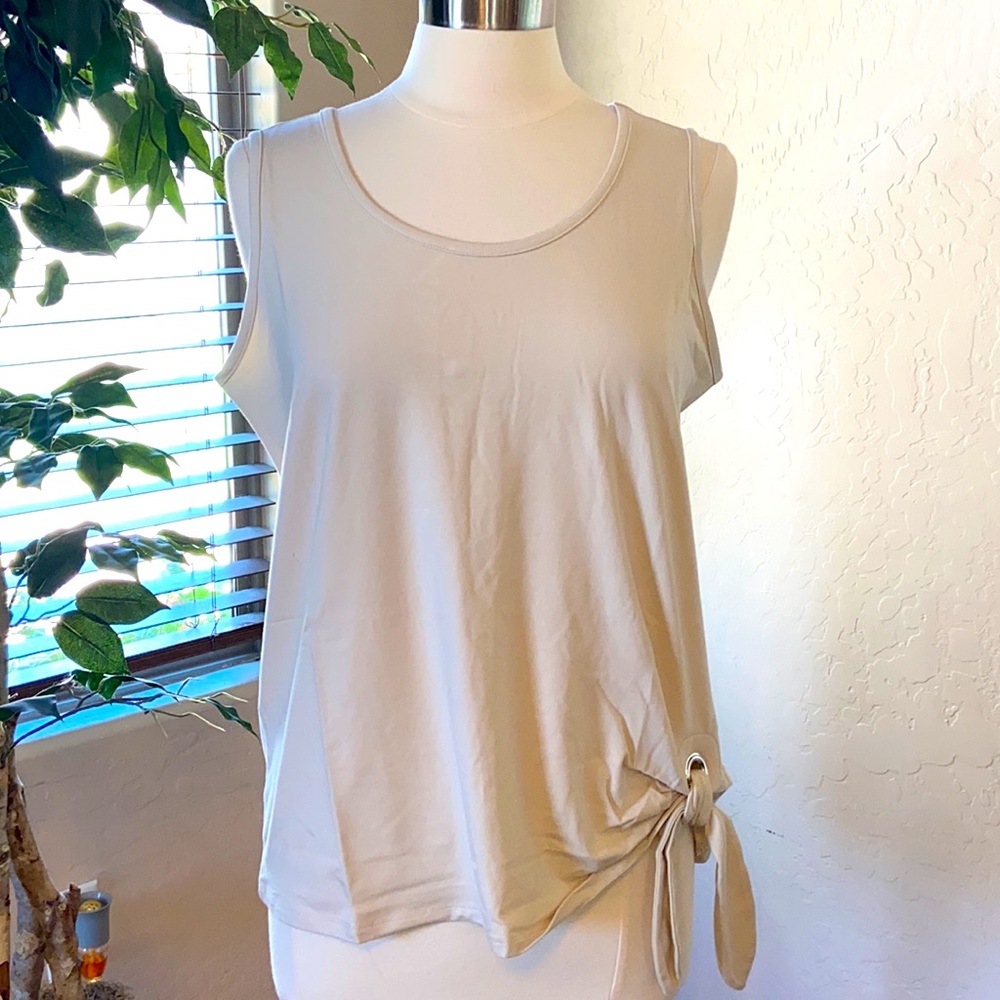 👚Belle by Kim Gravel TripleLuxe Knit Grommet Tank Top ~ Sand Bar